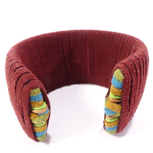 DANNIJO Tasha Suede Braided Wide Cuff Bracelet NWOT $325 Burg Blue Green - Picture 8 of 10